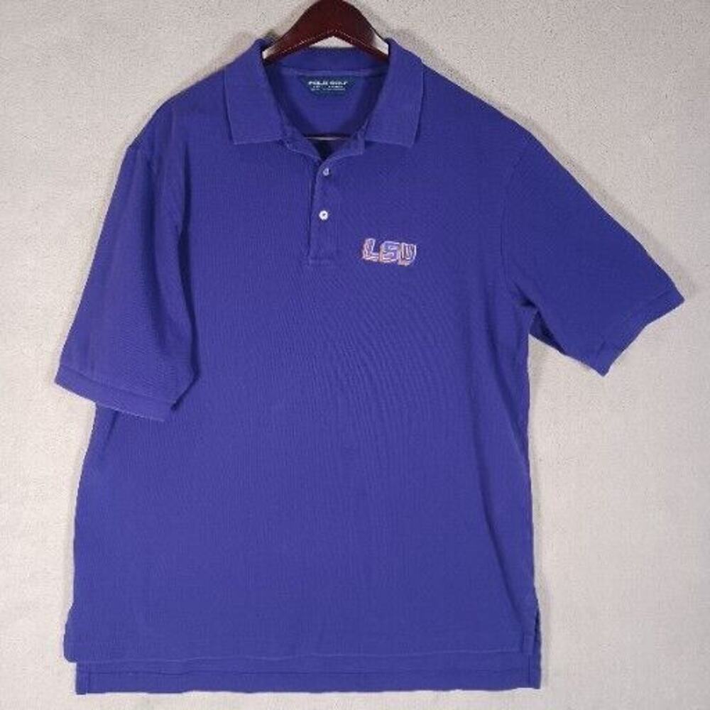 LSU TIGERS Polo GOLF Ralph Lauren Purple Sz XL Embroidered "LSU" Gameday Attire